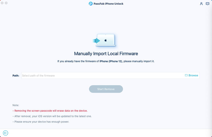 import firmware package in passfab iphone unlocker for mac