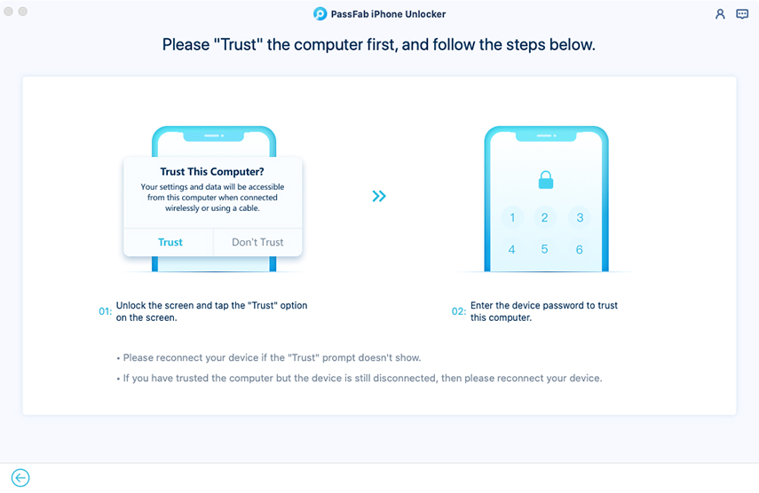 trust computer in passfab iphone unlocker for mac