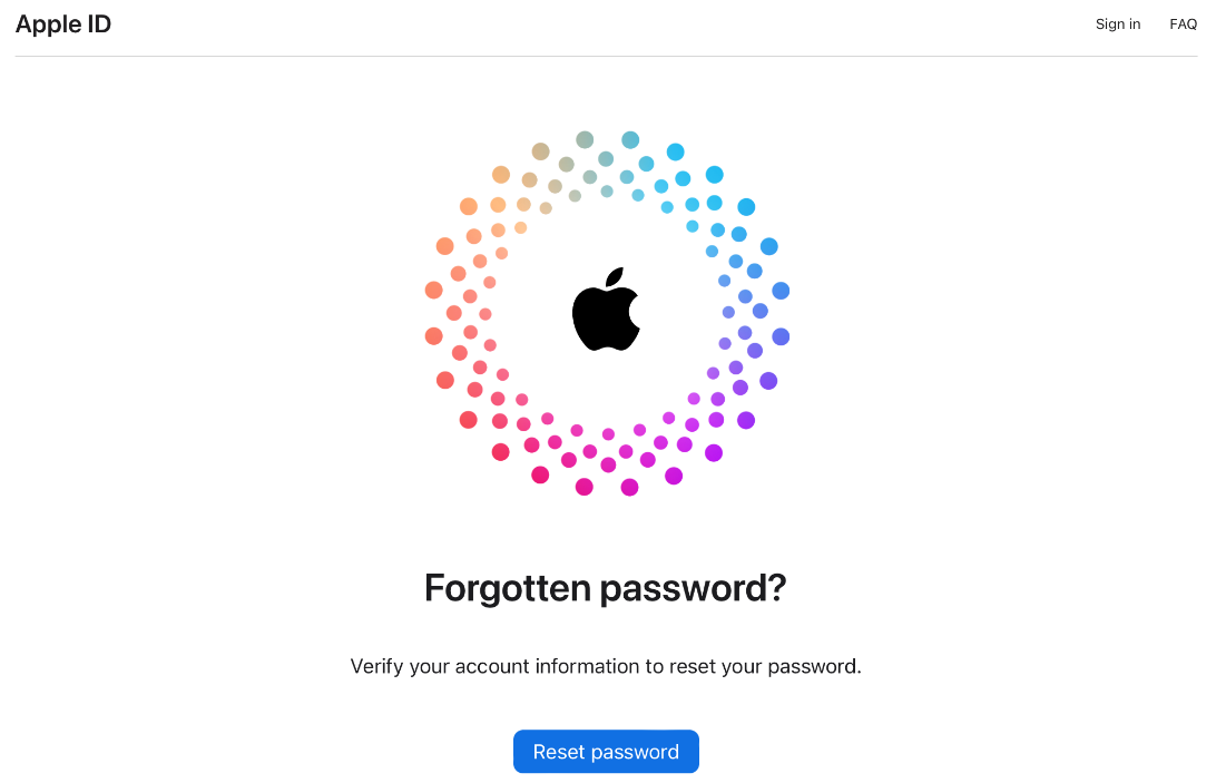 reset apple id online with email