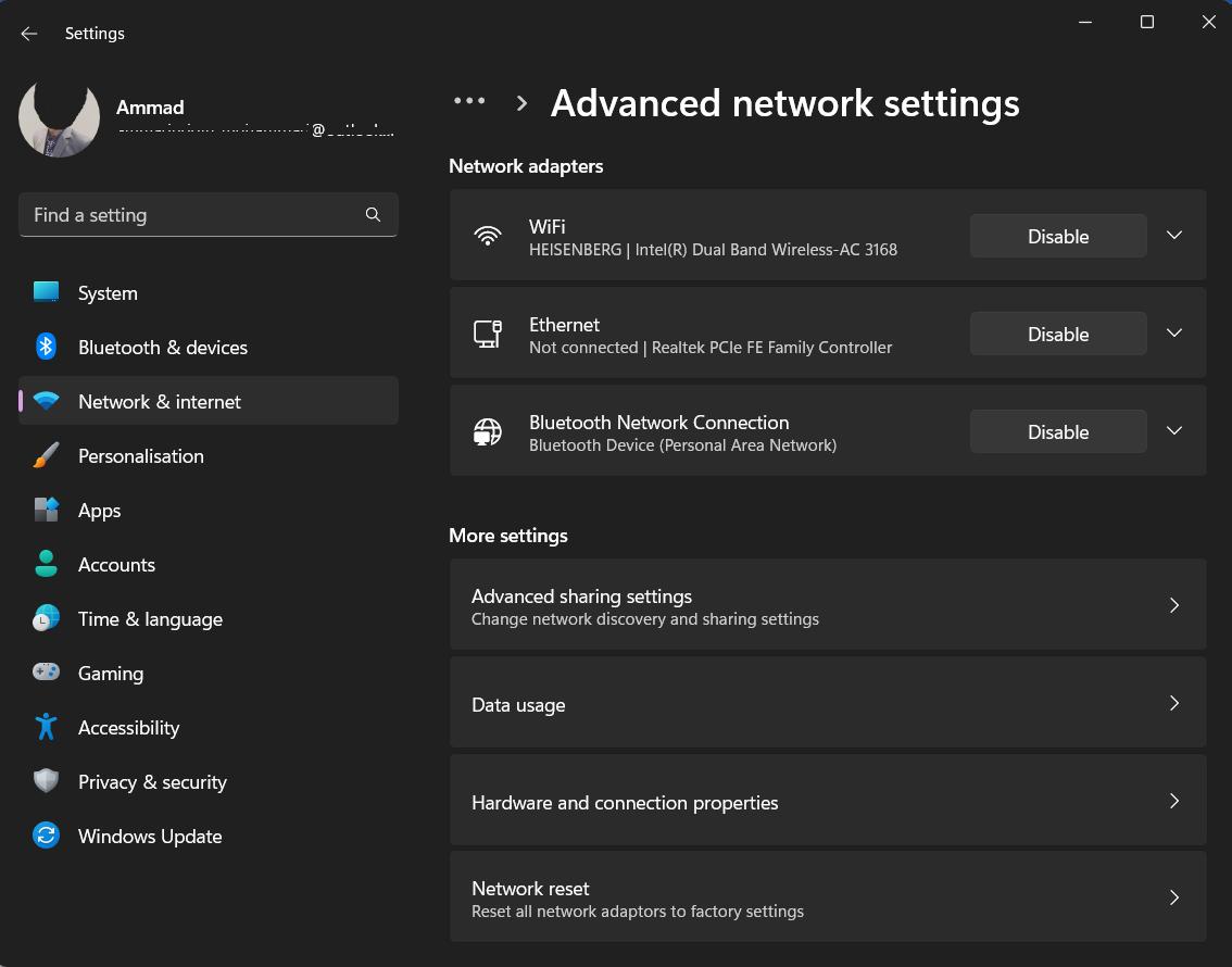 Check Network Adapter Settings