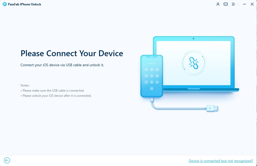 connect device in passfab iphone unlocker