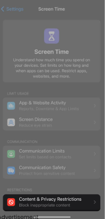 content privacy restrictions