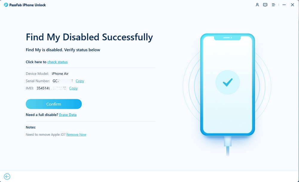 disabled FMI successfully