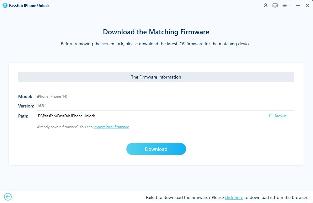 download firmware package in passfab iphone unlocker