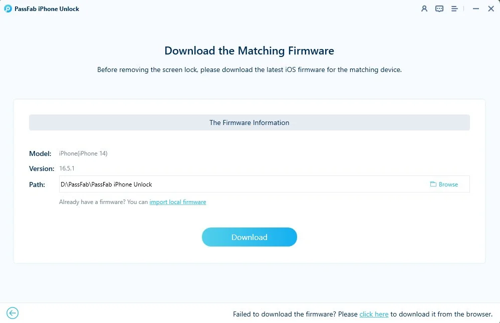 download firmware package using passfab iphone unlocker