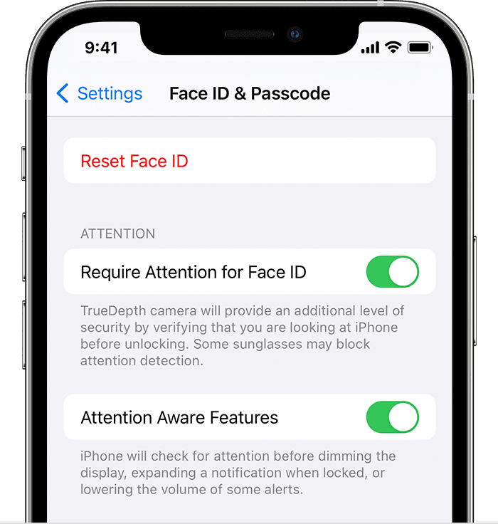 enable attention for face id
