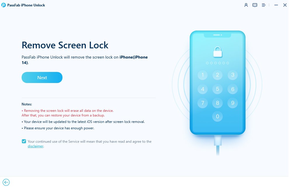 start remove iphone passcode in passfab iphone unlock