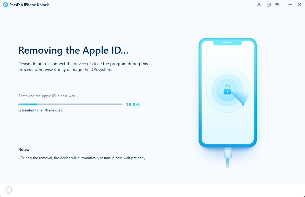 removing apple id in passfab iphone unlocker