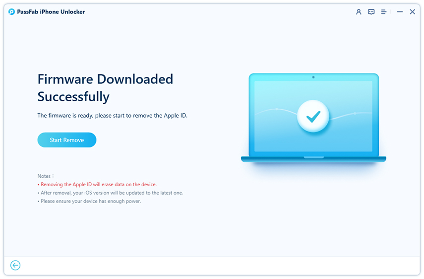 click start unlock to remove apple id
