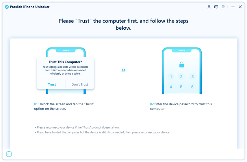 trust computer in passfab iphone unlocker