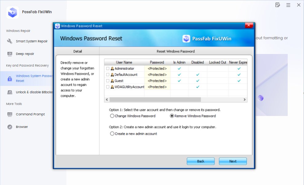 resetting windows password