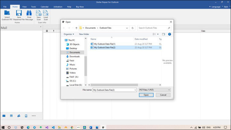 select file to recover