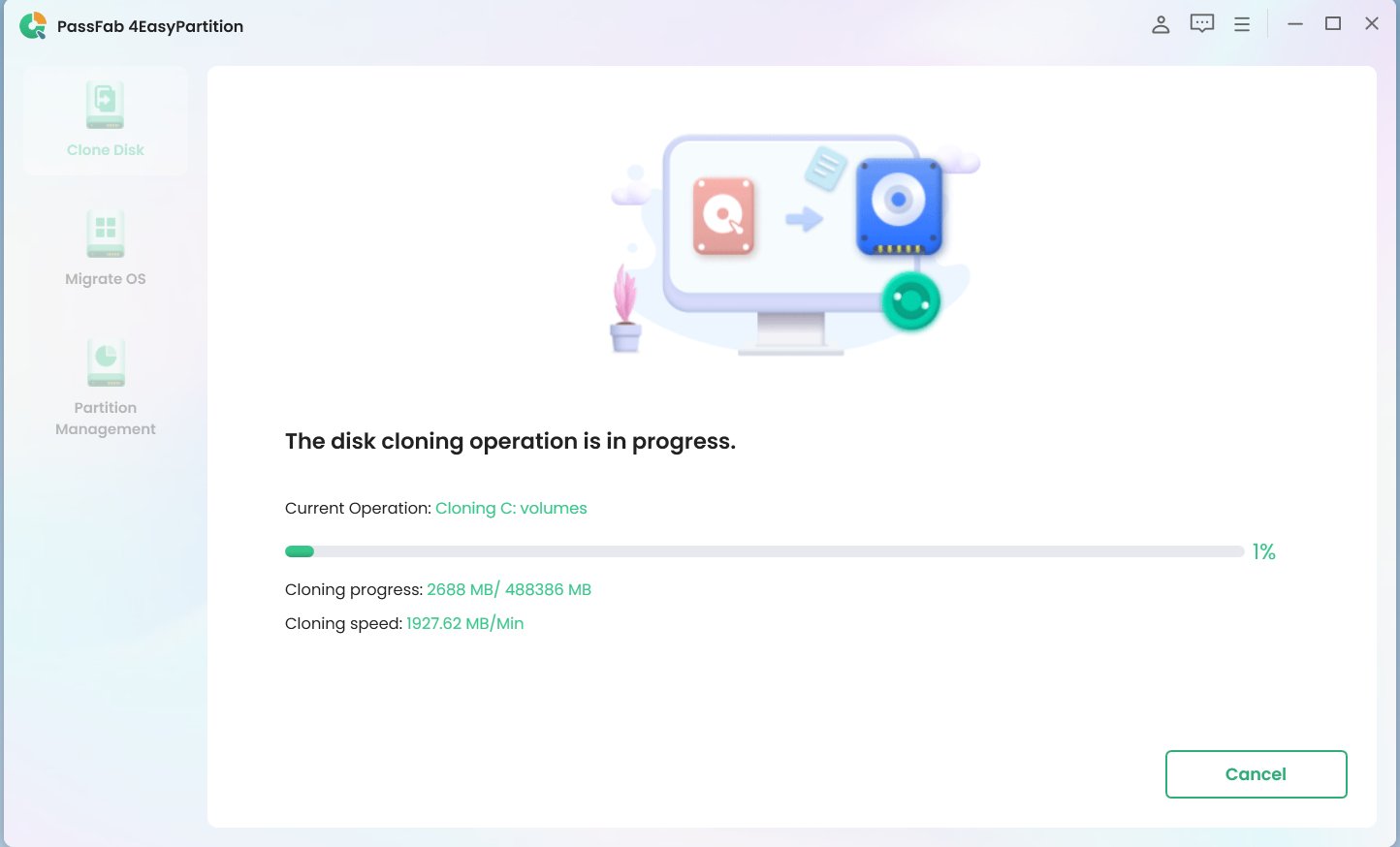 clone disk with PassFab 4EasyPartition