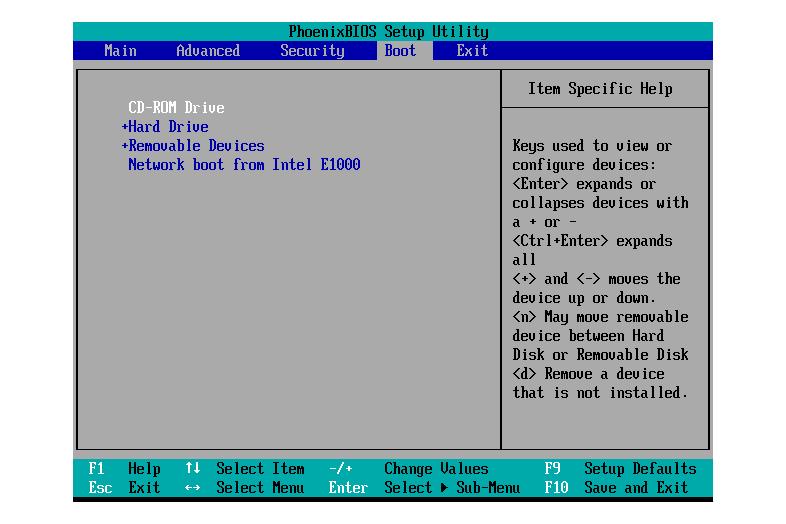 enter into bios