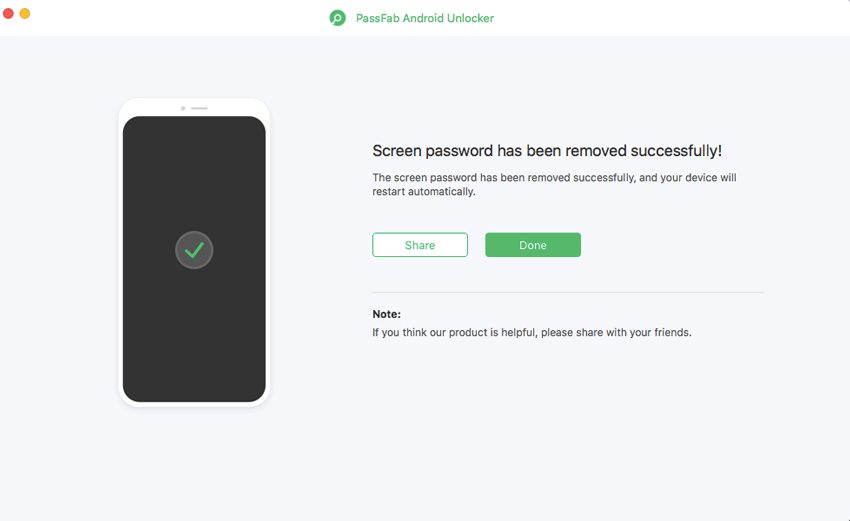 unlock android successfully with passfab android unlocker