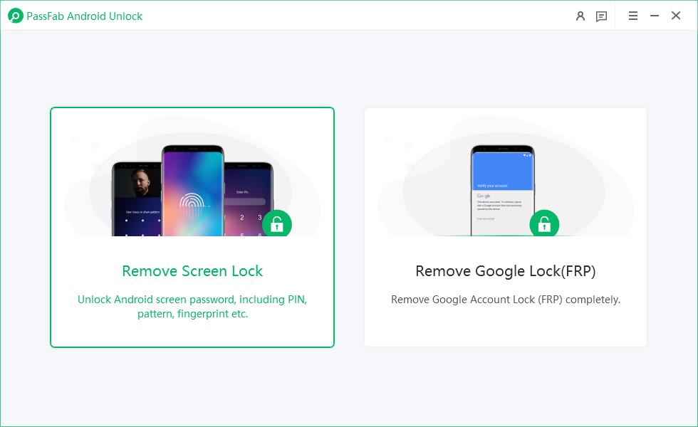 click remove screen lock feature in passfab android unlocker