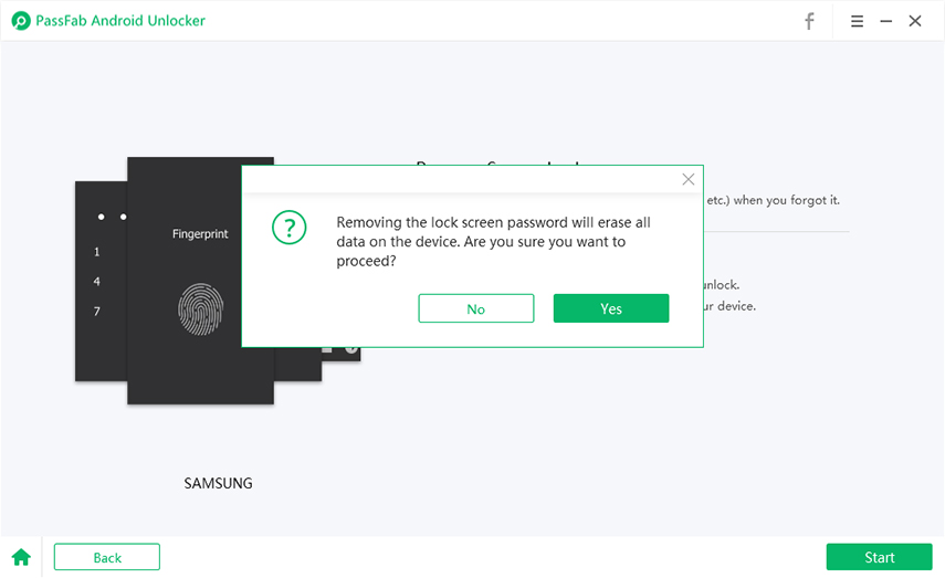confirm erase all data in passfab android unlocker