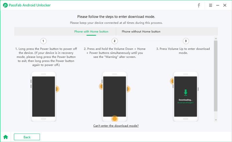 enter download mode in PassFab Android Unlock