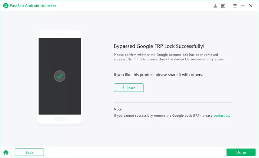 remove frp lock successful