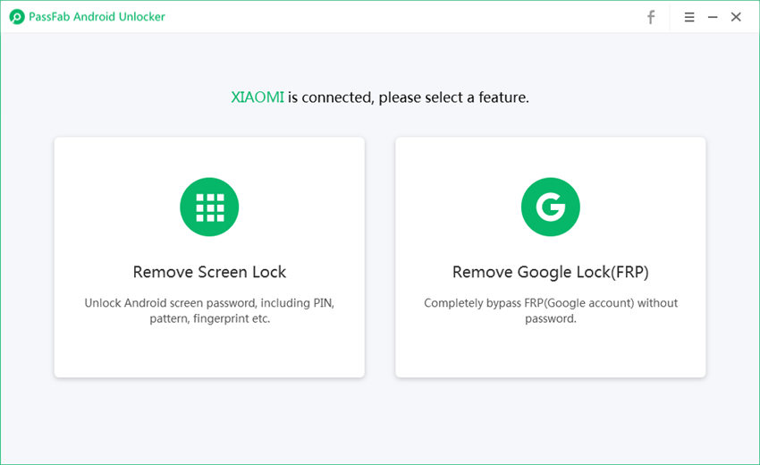 PassFab Android Unlock interface
