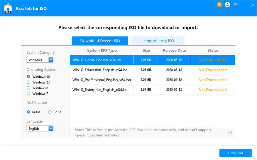 choose iso file in passfab for iso