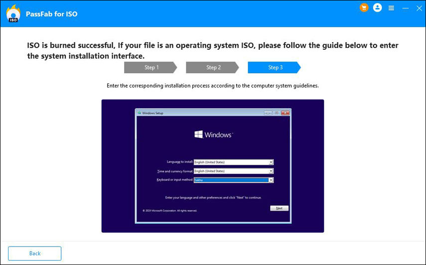 burn iso file successfully step 3 in passfab for iso