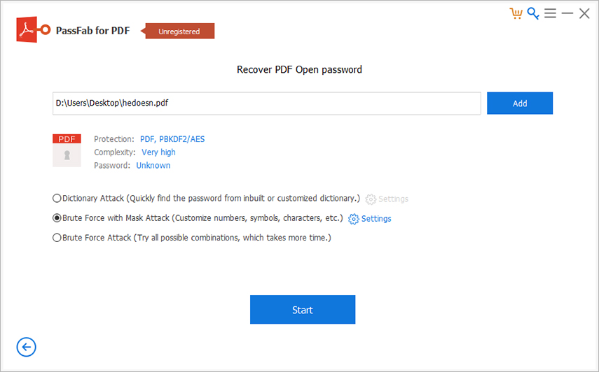 brute force with mask attack passfab for pdf guide