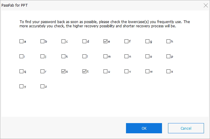 check frequently used lowercase in passfab for ppt