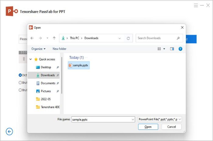 add powerpoint file to passfab for ppt