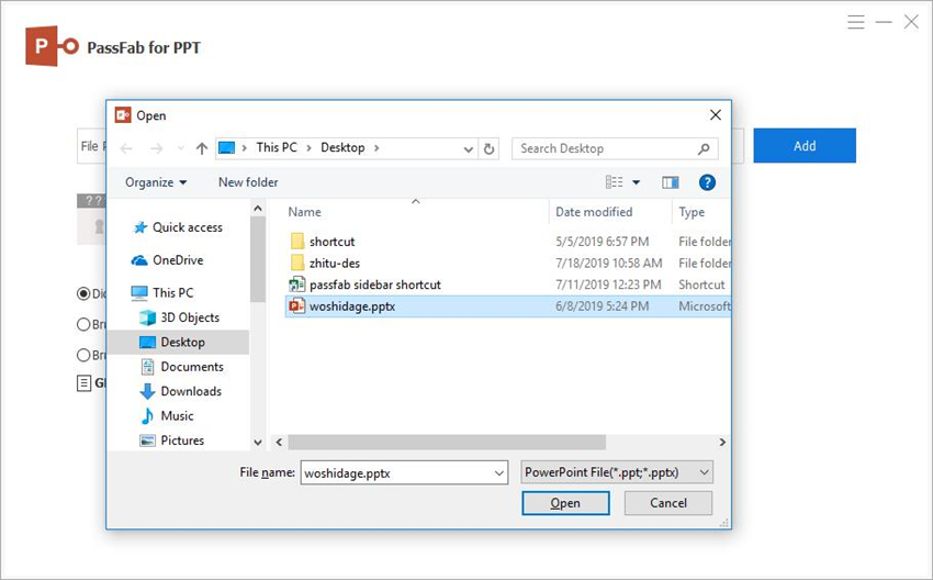 add powerpoint file to passfab for ppt