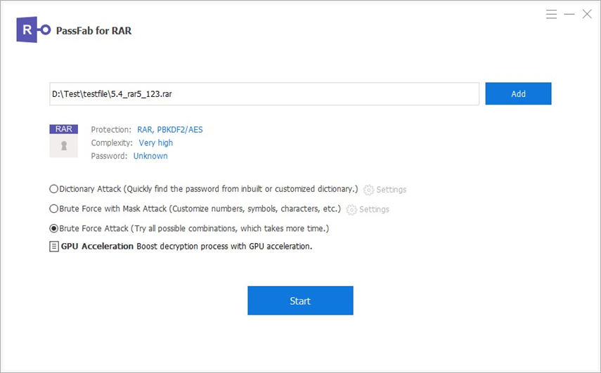brute force attack in passfab for rar