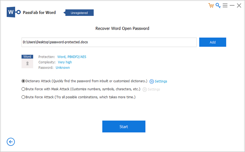 word password attack type passfab for word guide