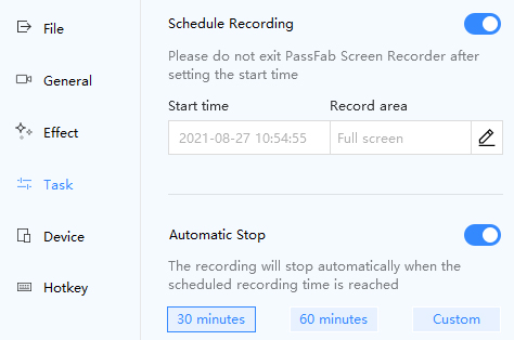 schedule recording
