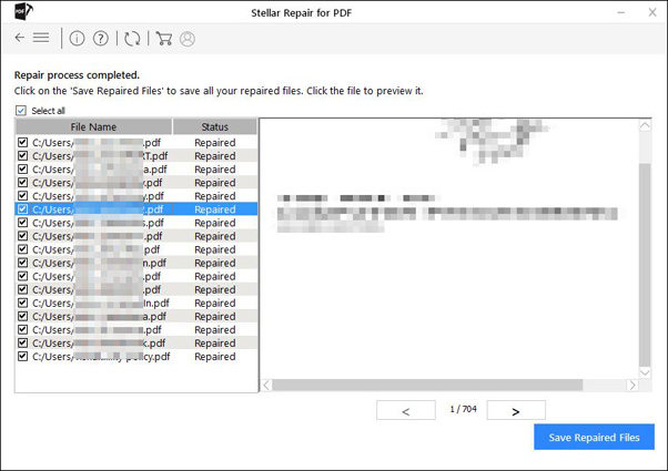 previsualizar y guardar los archivos reparados