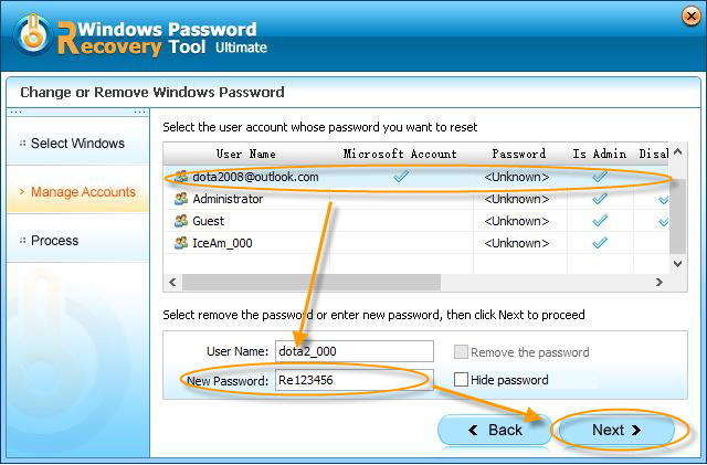 password changed
