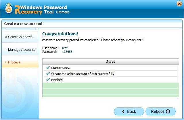 create new password successfully