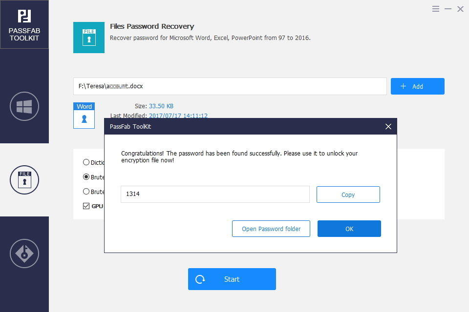 file password was found