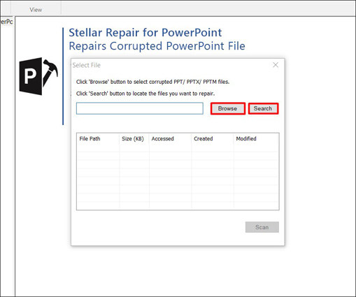 click browse or search to select the file