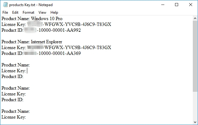 check product key for win 7 in txt