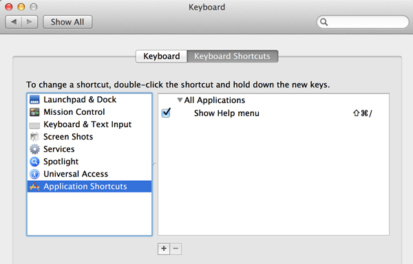 mac keyboard insert key step 4 click application shortcuts