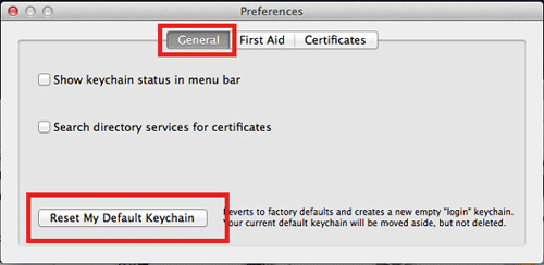 الوصول إلى سلسلة المفاتيح الافتراضية