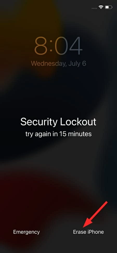effacer l'iphone pour contourner le verrouillage de sécurité de l'iphone