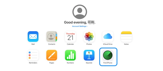 click on the find iphone option