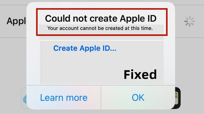 cannot create apple id account at this time