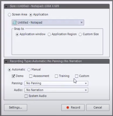 start recording in adobe captivate