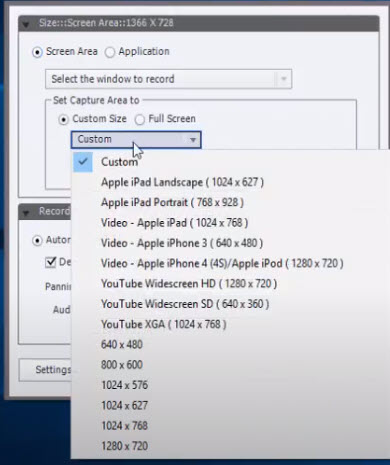 configure screen recording settings in adobe captivate