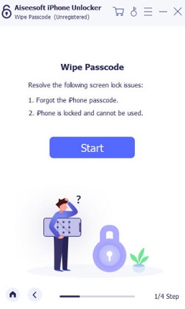 click start in aiseesoft iphone unlocker