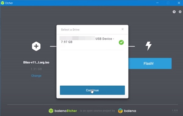 select usb drive in balenaetcher