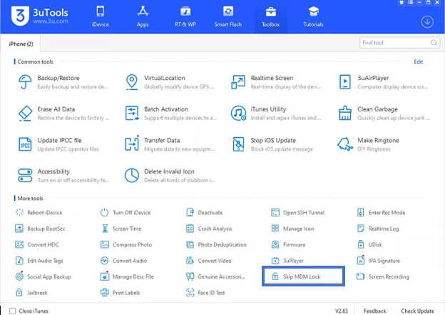 choose 3utools skip mdm lock