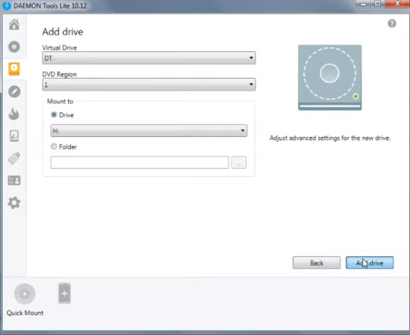 select drives in daemon tools